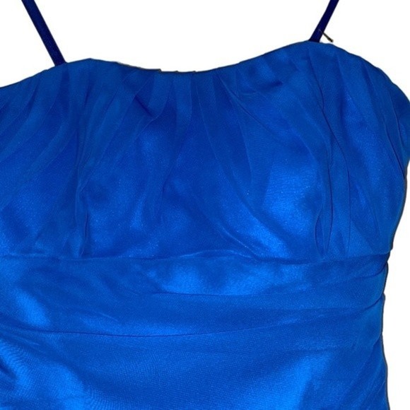 NWT Mori Lee Strapless Blue Sweetheart Chiffon Long Maxi Gown Size 6 - Picture 13 of 16